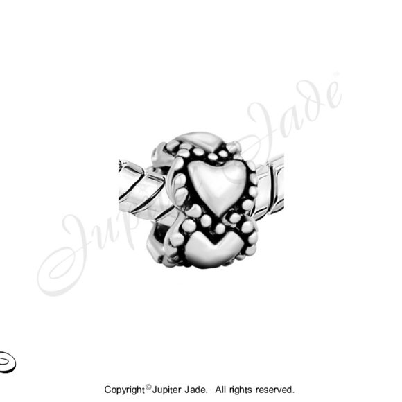 FREE S/H Pugster Silver Plated Ring of Hearts Bracelet Charm - Fits Pandora - Picture 3 of 3